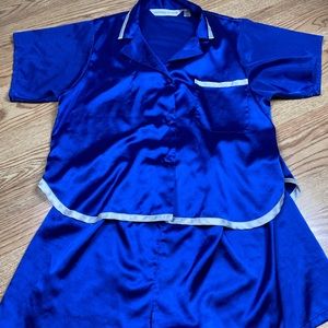 Classic Victoria’s Secret Blue Satin Pajama Set Size Small